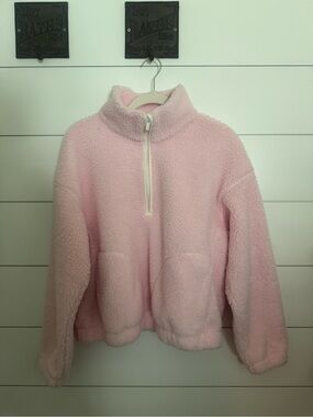 Cozy Pink Sherpa Half-Zip Pullover
